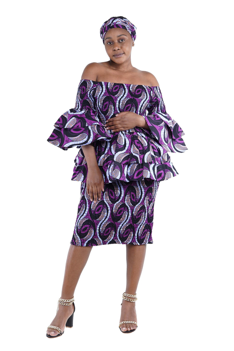 African double layer top &pencil skirt