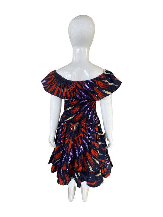 Girls Smocked Dress With Matching Hair Band (Pack of 4 Pieces)