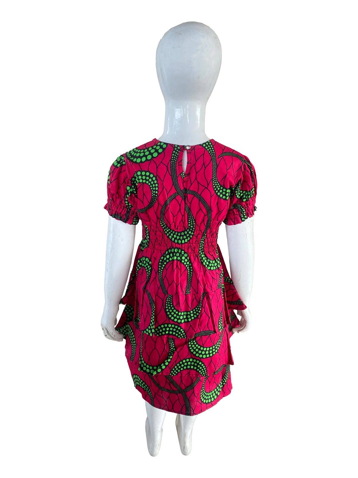 Girls Ankara Dress Three Layer Hem With Matching Hair Band (Pack of 6 Pieces)