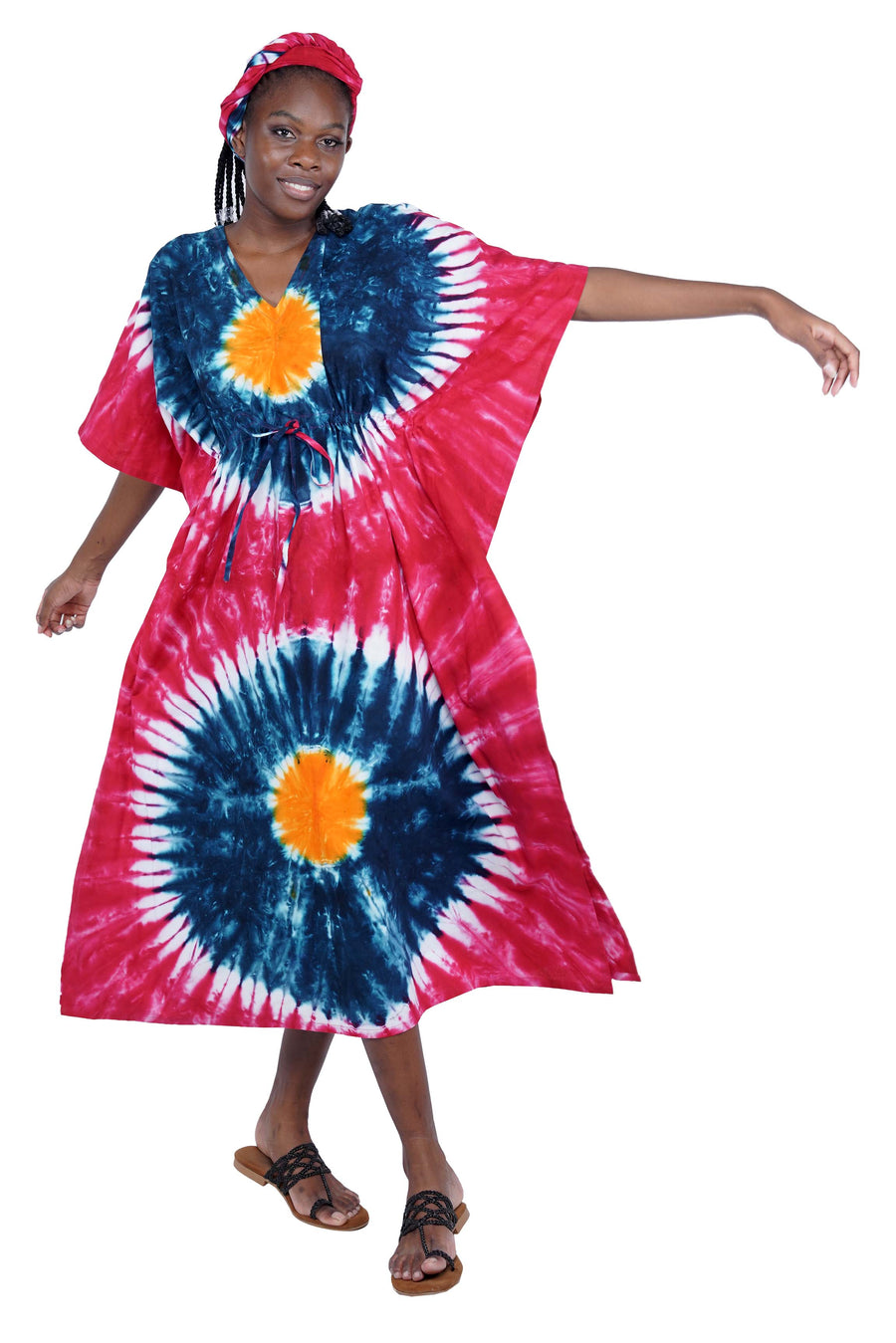 Tie and dye kaftan dress