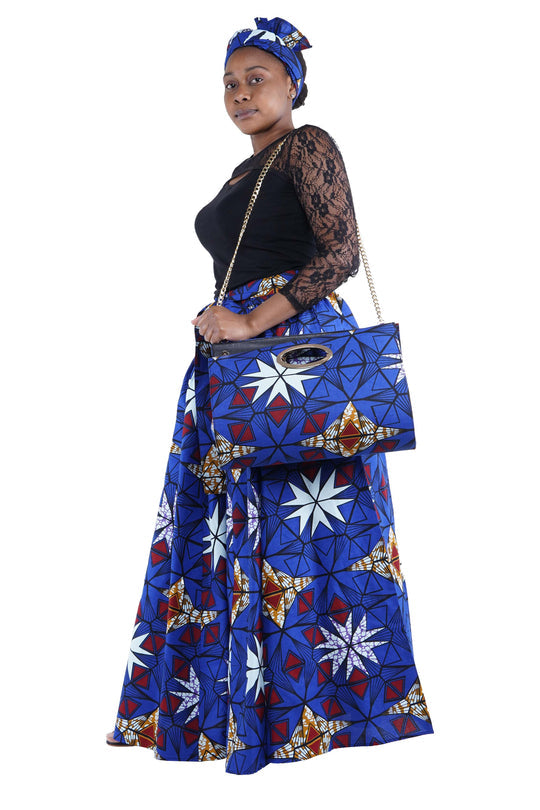 Chic and casual maxi skirt  with matching handbag