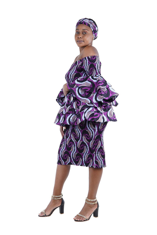 African double layer top &pencil skirt