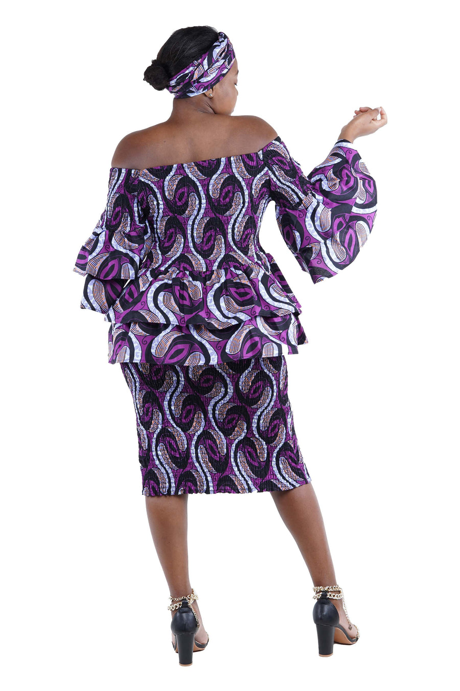 African double layer top &pencil skirt