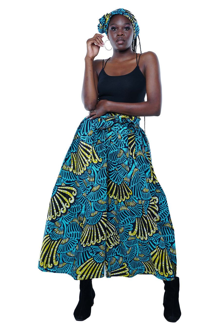 Wide Leg palazzo pant and Headwrap Set -